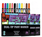 Acrylic Dual Dip Marker Set – 36 Pack – Double - Tip Paint Markers with Fine & Brush Tips – Waterproof, Quick - Dry Acrylic Ink – Ideal for Rock Painting, DIY Crafts, Canvas, Wood, and Glass - Simply Everyday Products