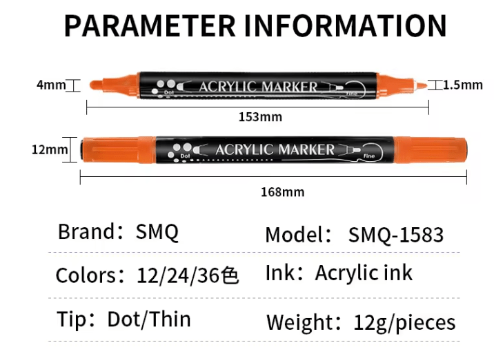 Acrylic Dual Dip Marker Set – 36 Pack – Double - Tip Paint Markers with Fine & Brush Tips – Waterproof, Quick - Dry Acrylic Ink – Ideal for Rock Painting, DIY Crafts, Canvas, Wood, and Glass - Simply Everyday Products