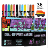 Acrylic Dual Dip Marker Set – 36 Pack – Double - Tip Paint Markers with Fine & Brush Tips – Waterproof, Quick - Dry Acrylic Ink – Ideal for Rock Painting, DIY Crafts, Canvas, Wood, and Glass - Simply Everyday Products