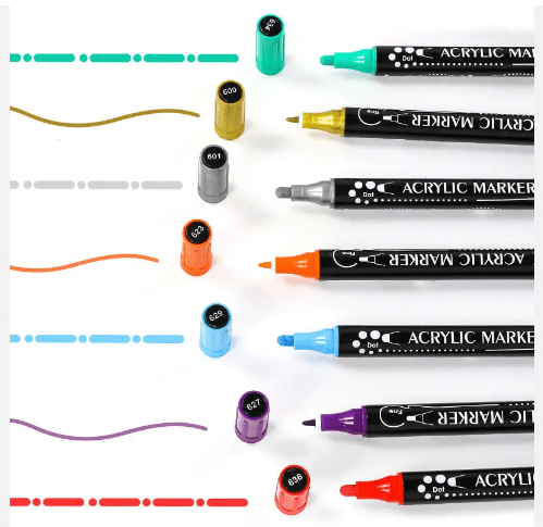 Acrylic Dual Dip Marker Set – 36 Pack – Double - Tip Paint Markers with Fine & Brush Tips – Waterproof, Quick - Dry Acrylic Ink – Ideal for Rock Painting, DIY Crafts, Canvas, Wood, and Glass - Simply Everyday Products