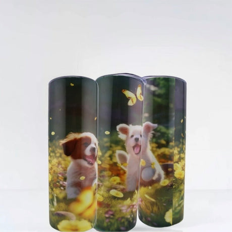 Alpha Custom Printing 2 Puppies Running 20oz tumbler with straw - Simply Everyday Products