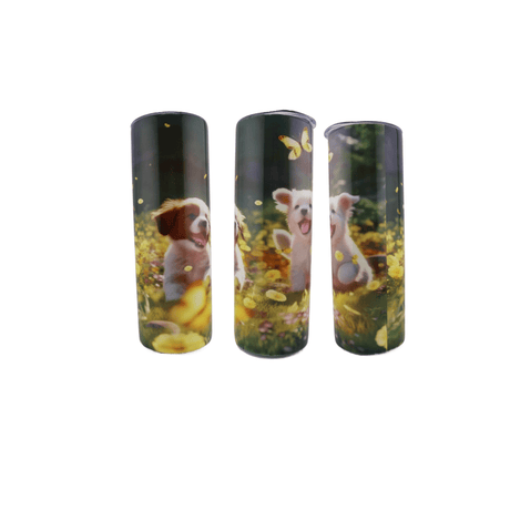 Alpha Custom Printing 2 Puppies Running 20oz tumbler with straw - Simply Everyday Products