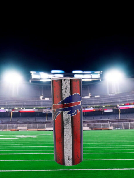 🏈💥 Alpha Custom Printing 20oz Tumbler – Buffalo Grunge Football Edition (with Straw) - Simply Everyday Products
