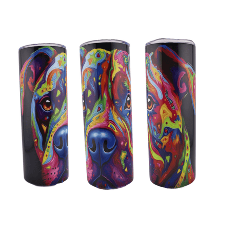 Alpha Custom Printing Abstract Pitbull 20oz Tumbler with Straw – Stainless Steel Insulated Travel Cup, Leakproof Lid, Double Wall Vacuum, Dog Lover Gift, BPA - Free - Simply Everyday Products