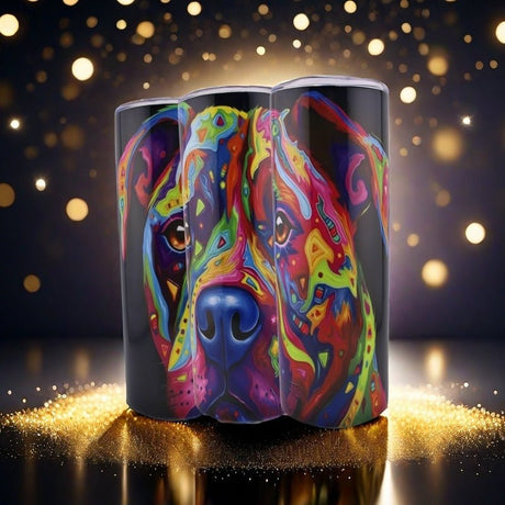Alpha Custom Printing Abstract Pitbull 20oz Tumbler with Straw – Stainless Steel Insulated Travel Cup, Leakproof Lid, Double Wall Vacuum, Dog Lover Gift, BPA - Free - Simply Everyday Products
