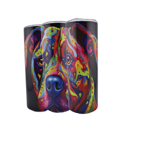 Alpha Custom Printing Abstract Pitbull 20oz Tumbler with Straw – Stainless Steel Insulated Travel Cup, Leakproof Lid, Double Wall Vacuum, Dog Lover Gift, BPA - Free - Simply Everyday Products