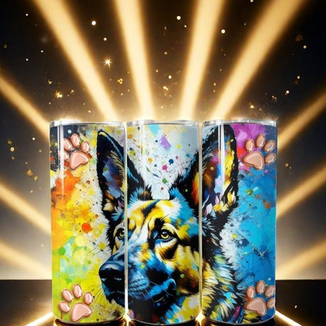 Alpha Custom Printing Artistic German Shepard 20oz tumbler with straw - Simply Everyday Products