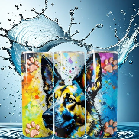 Alpha Custom Printing Artistic German Shepard 20oz tumbler with straw - Simply Everyday Products