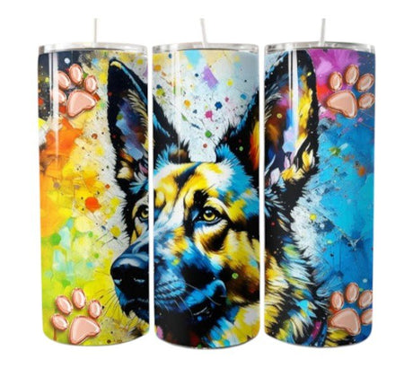 Alpha Custom Printing Artistic German Shepard 20oz tumbler with straw - Simply Everyday Products