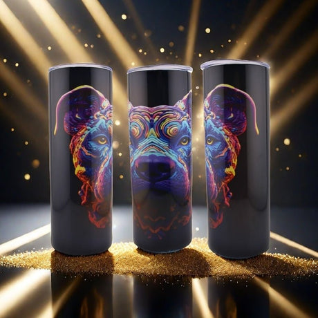 Alpha Custom Printing Blue Swirly Pitbull 20oz tumbler with straw - Simply Everyday Products