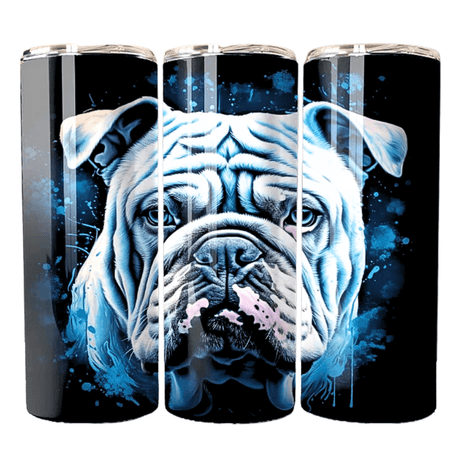 Alpha Custom Printing Bulldog Blue Background 20oz tumbler with straw - Simply Everyday Products