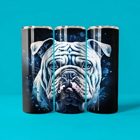 Alpha Custom Printing Bulldog Blue Background 20oz tumbler with straw - Simply Everyday Products