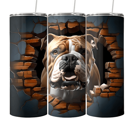 Alpha Custom Printing Bulldog Brick Wall 20oz tumbler with straw - Simply Everyday Products