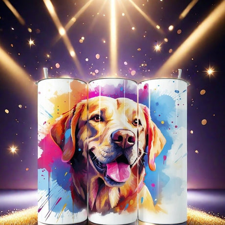 Alpha Custom Printing Cartoon Yellow Lab Splatter 20oz tumbler with straw - Simply Everyday Products
