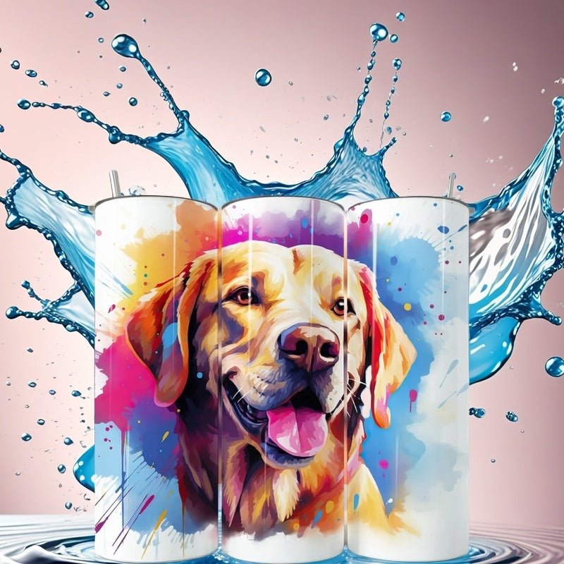 Alpha Custom Printing Cartoon Yellow Lab Splatter 20oz tumbler with straw - Simply Everyday Products