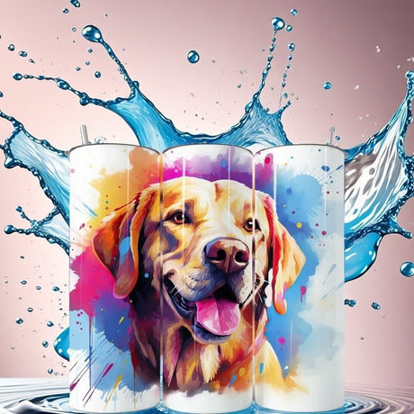 Alpha Custom Printing Cartoon Yellow Lab Splatter 20oz tumbler with straw - Simply Everyday Products