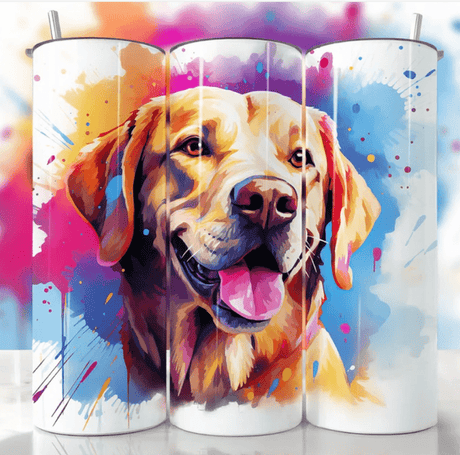 Alpha Custom Printing Cartoon Yellow Lab Splatter 20oz tumbler with straw - Simply Everyday Products