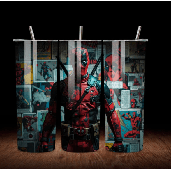 Alpha Custom Printing Deadpool 20oz tumbler with straw - Simply Everyday Products