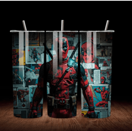 Alpha Custom Printing Deadpool 20oz tumbler with straw - Simply Everyday Products