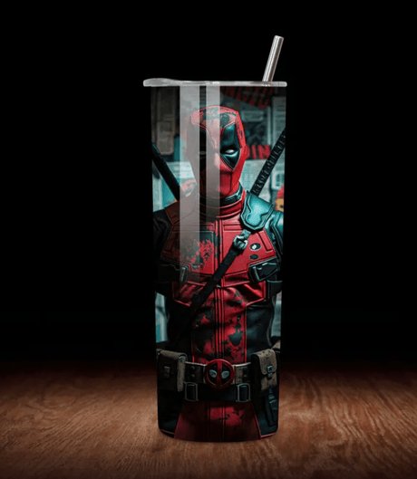 Alpha Custom Printing Deadpool 20oz tumbler with straw - Simply Everyday Products