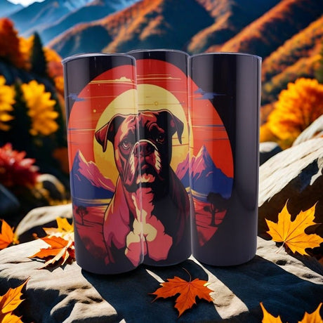 Alpha Custom Printing Dog Sunset background 20oz tumbler with straw - Simply Everyday Products
