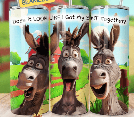 Alpha Custom Printing Donkey Shit Together 20oz tumbler with straw - Simply Everyday Products