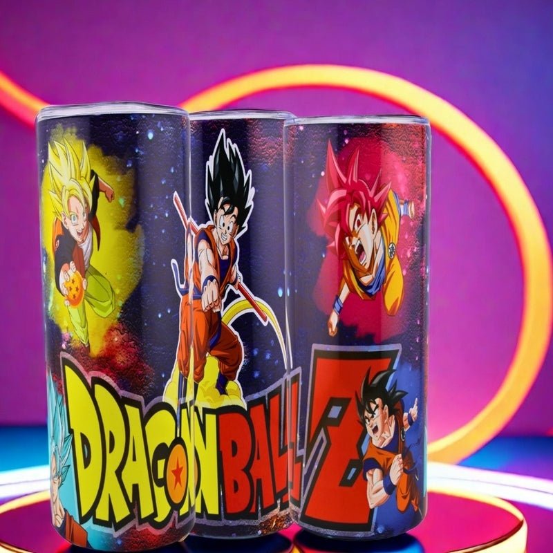 Alpha Custom Printing Dragon Ball Goku Phases Collage 20oz tumbler with straw - Simply Everyday Products