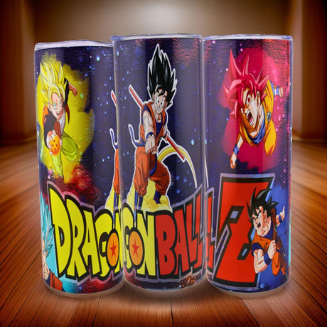 Alpha Custom Printing Dragon Ball Goku Phases Collage 20oz tumbler with straw - Simply Everyday Products