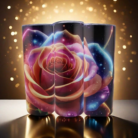 Alpha Custom Printing Galaxy Rose 20oz tumbler with straw - Simply Everyday Products