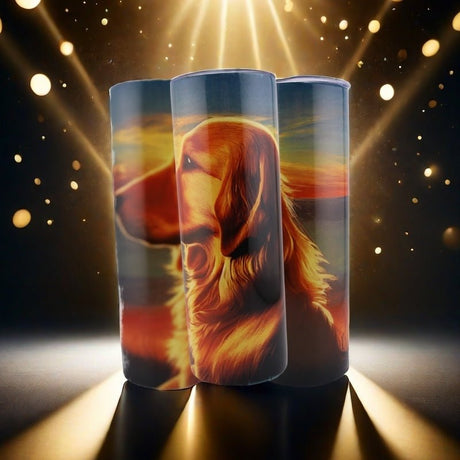 Alpha Custom Printing Golden Lab Sunset 20oz tumbler with straw - Simply Everyday Products
