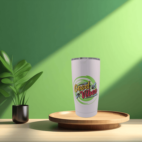 Alpha Custom Printing Good Vibes 20oz tumbler with straw - Simply Everyday Products