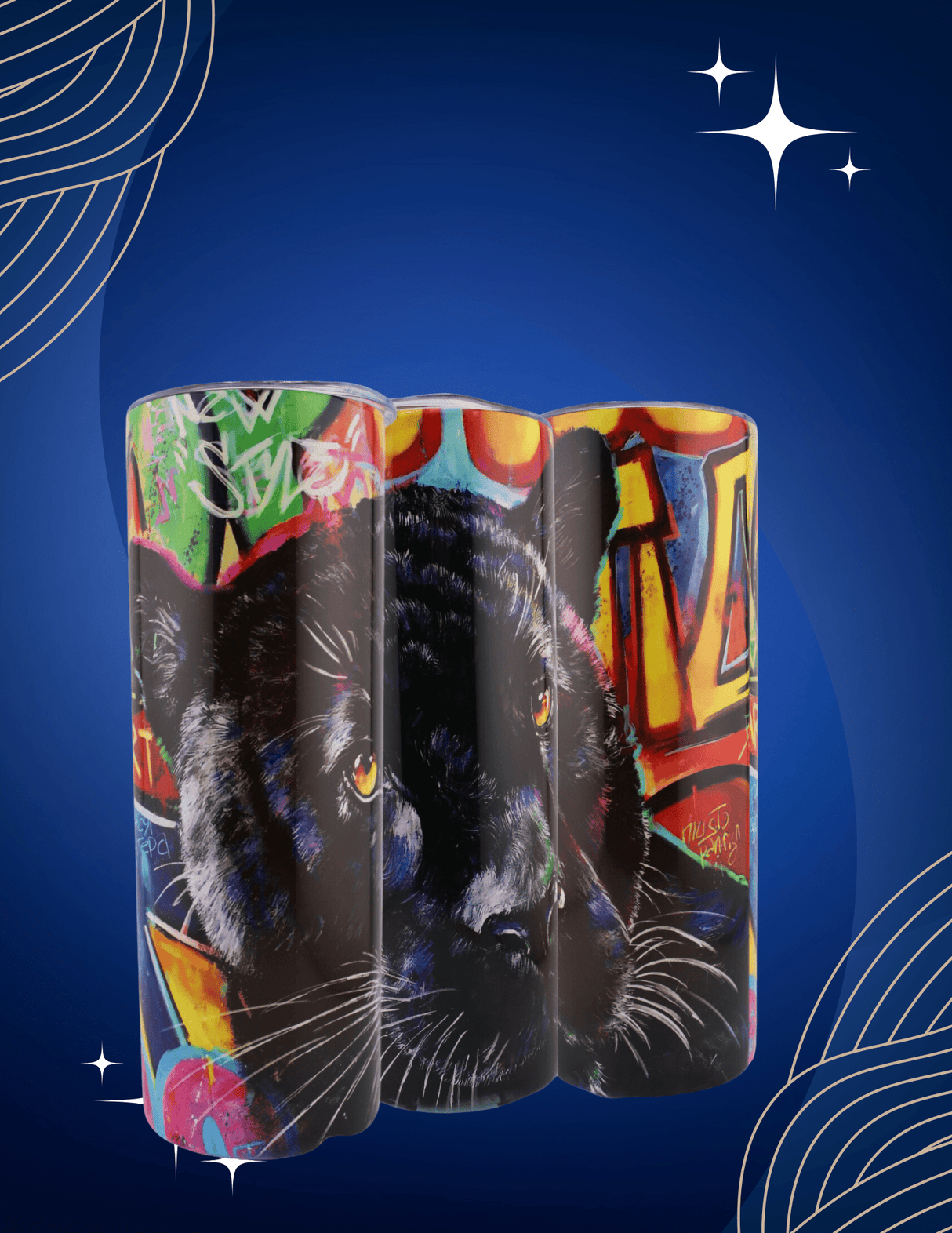 Alpha Custom Printing Grafitti Panther 20oz tumbler with straw - Simply Everyday Products