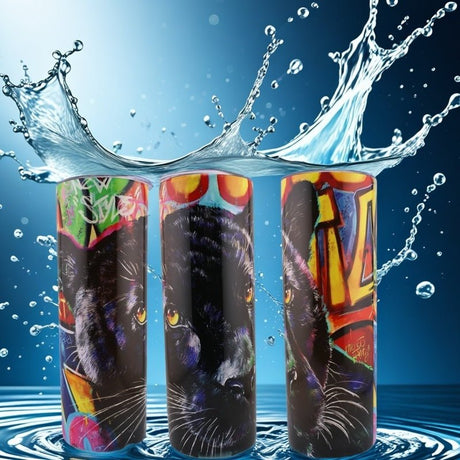 Alpha Custom Printing Grafitti Panther 20oz tumbler with straw - Simply Everyday Products