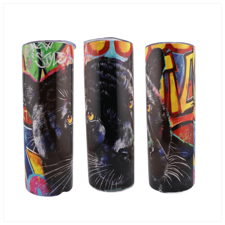 Alpha Custom Printing Grafitti Panther 20oz tumbler with straw - Simply Everyday Products