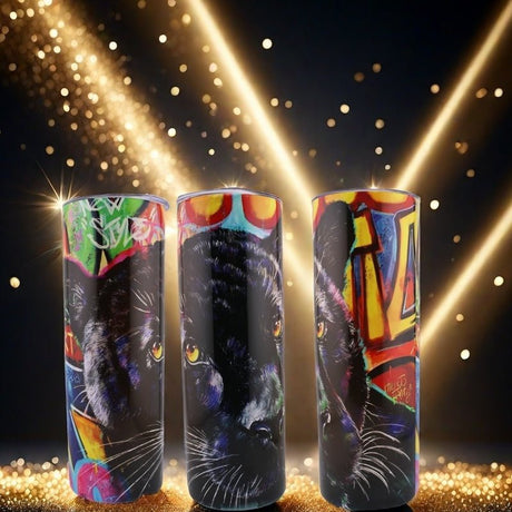 Alpha Custom Printing Grafitti Panther 20oz tumbler with straw - Simply Everyday Products
