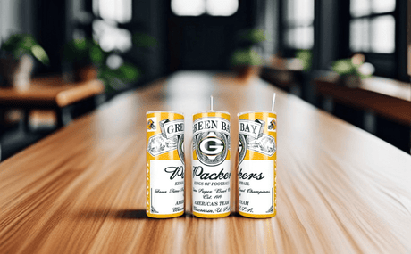 Alpha Custom Printing (Look Alike) Packers Beer Can 20oz tumbler with straw - Simply Everyday Products
