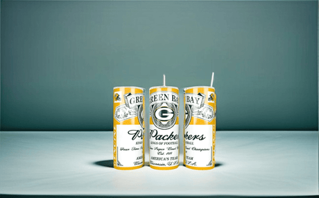 Alpha Custom Printing (Look Alike) Packers Beer Can 20oz tumbler with straw - Simply Everyday Products
