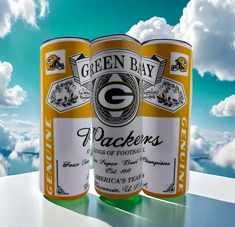 Alpha Custom Printing (Look Alike) Packers Beer Can 20oz tumbler with straw - Simply Everyday Products