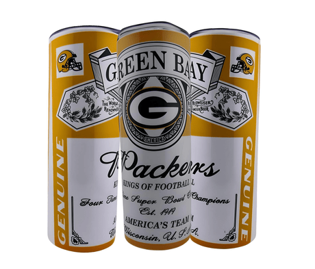 Alpha Custom Printing (Look Alike) Packers Beer Can 20oz tumbler with straw - Simply Everyday Products