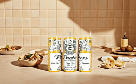 Alpha Custom Printing (Look Alike) Packers Beer Can 20oz tumbler with straw - Simply Everyday Products