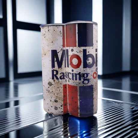 Alpha Custom Printing Mobil Racing OIl 20oz tumbler with straw - Simply Everyday Products