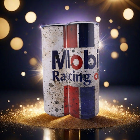 Alpha Custom Printing Mobil Racing OIl 20oz tumbler with straw - Simply Everyday Products