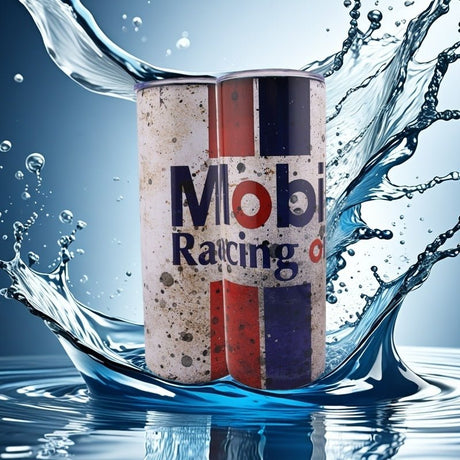 Alpha Custom Printing Mobil Racing OIl 20oz tumbler with straw - Simply Everyday Products
