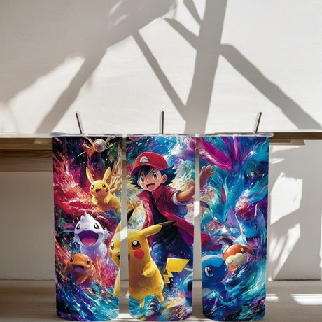 Alpha Custom Printing Pokemon Wave 20oz tumbler with straw - Simply Everyday Products