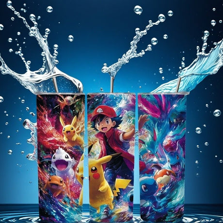 Alpha Custom Printing Pokemon Wave 20oz tumbler with straw - Simply Everyday Products