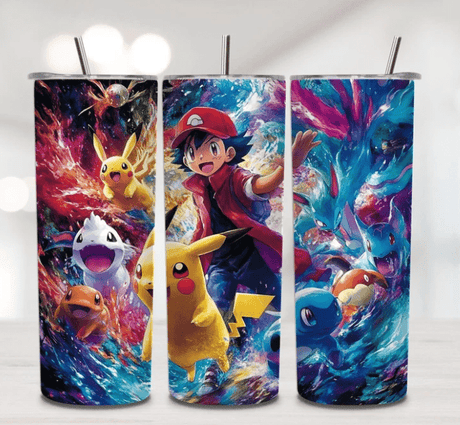 Alpha Custom Printing Pokemon Wave 20oz tumbler with straw - Simply Everyday Products