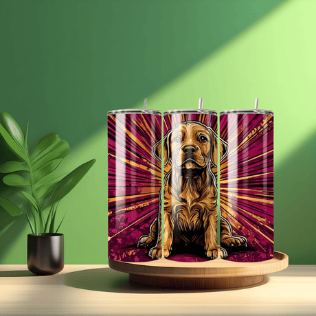 Alpha Custom Printing Puppy Purple & Yellow Back 20oz tumbler with straw - Simply Everyday Products
