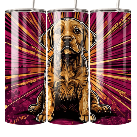 Alpha Custom Printing Puppy Purple & Yellow Back 20oz tumbler with straw - Simply Everyday Products