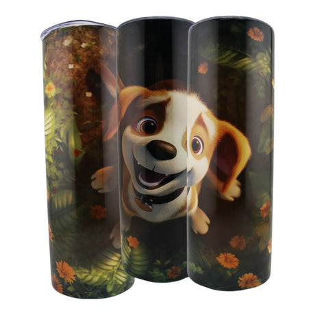 Alpha Custom Printing Puppy Sitting in Field 20oz tumbler with straw - Simply Everyday Products
