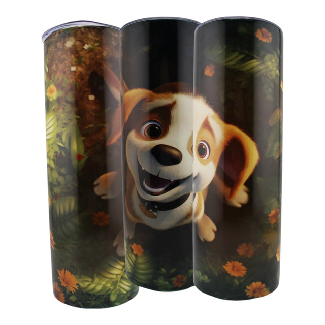 Alpha Custom Printing Puppy Sitting in Field 20oz tumbler with straw - Simply Everyday Products